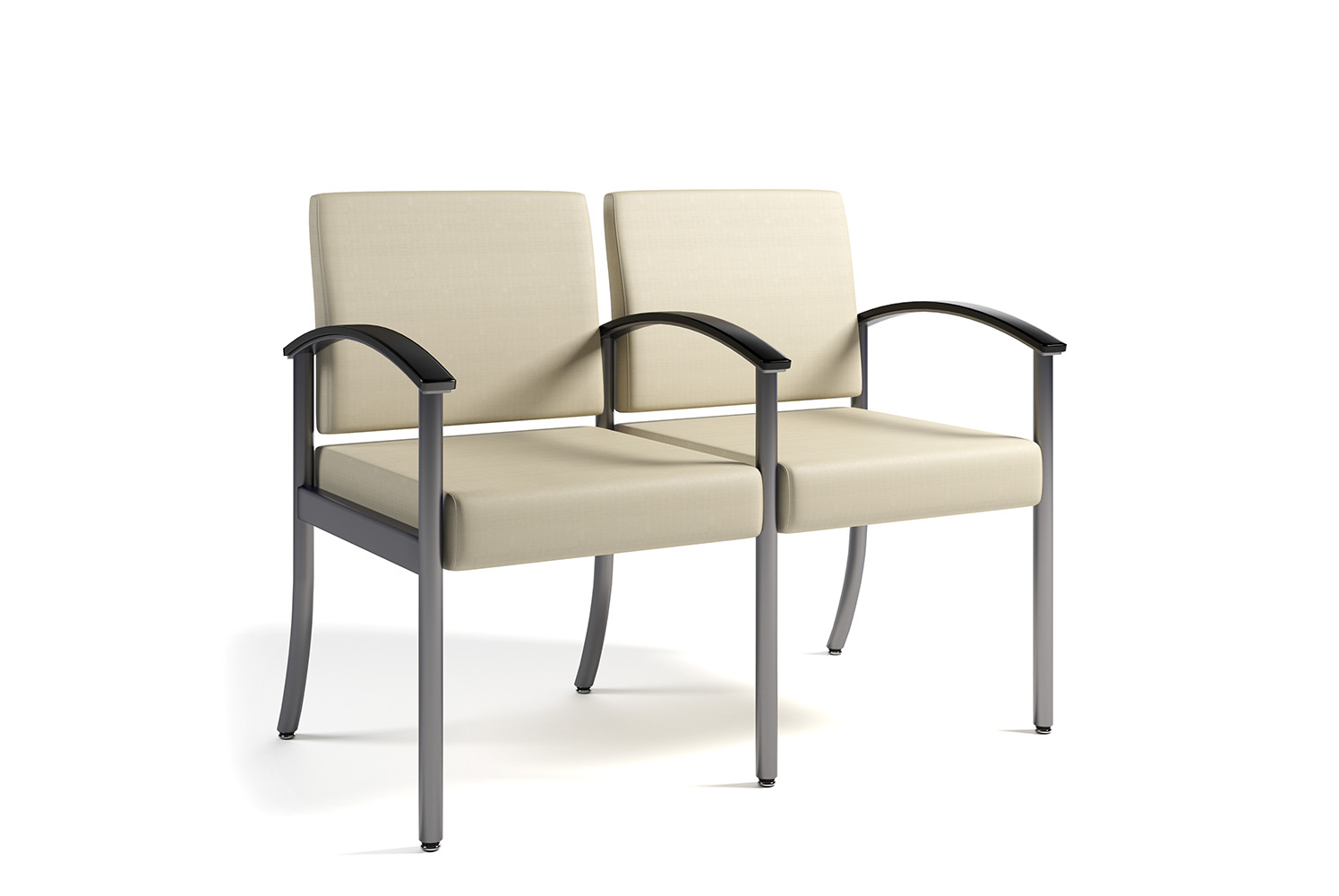 Westlake Two Seat Lounge, Center Arm, Neutral Fabric, Metal